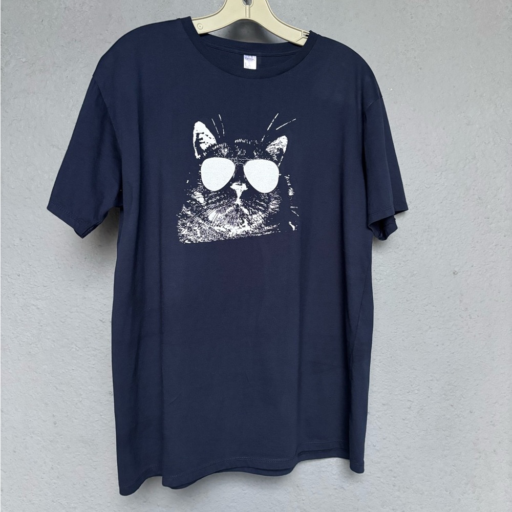 Stylish Navy Blue Cat T-Shirt